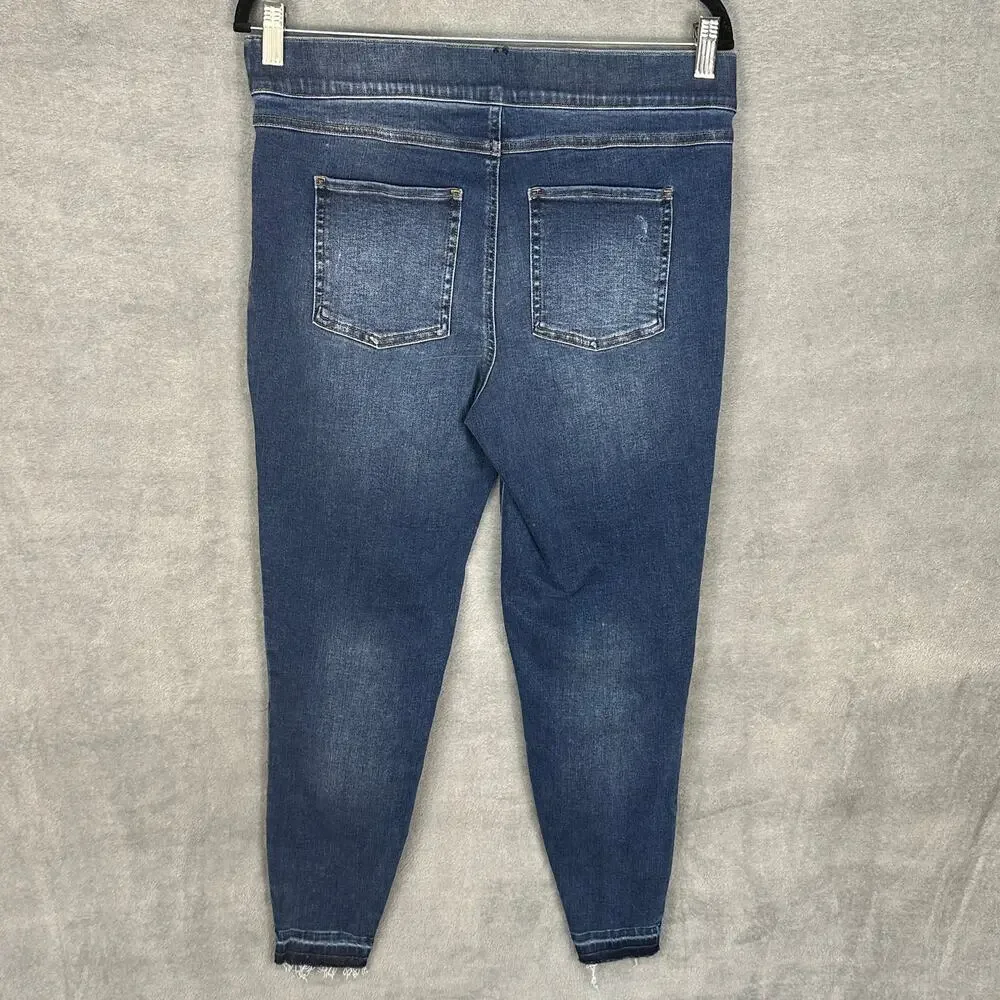 Spanx Jeans Womens Extra Large Blue Pullon Stretch Skinny Ankle Raw Hem Slimming - Picture 5 of 14